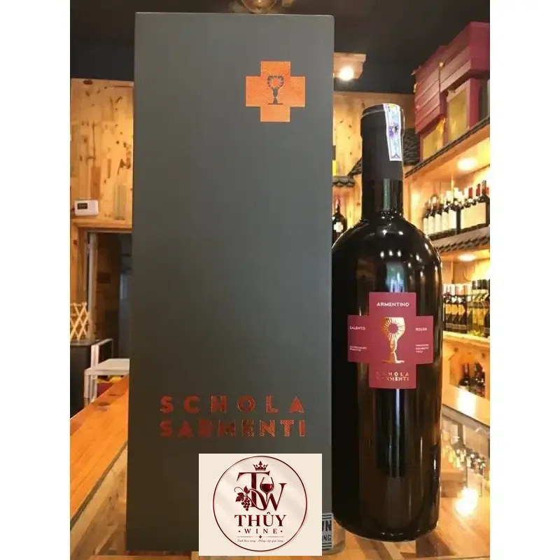 Vang Ý Chén thánh Schola Sarmenti Armentino Rosso Salento