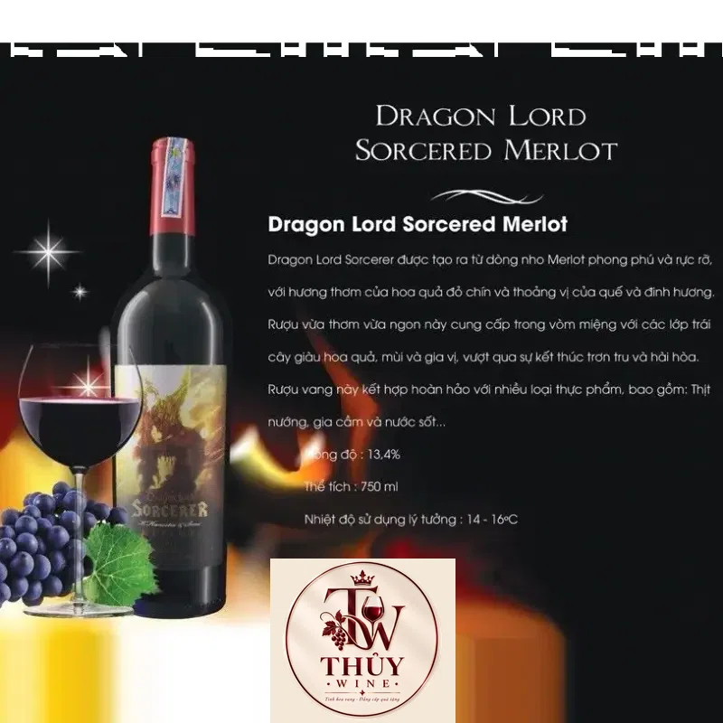 Rượu vang Pháp DRAGON LORD SORCERED MERLOT