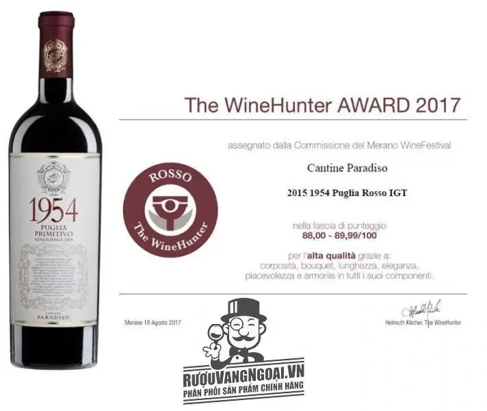 Kết quả hình ảnh cho 1954 PUGLIA PRIMITIVO PARADISO