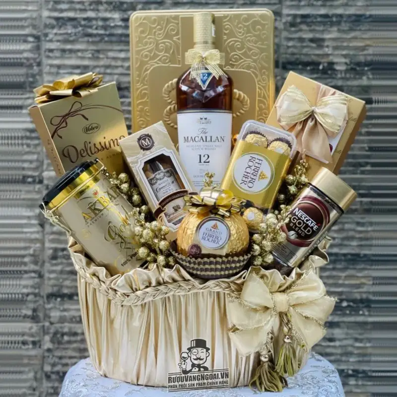 Địa chỉ mua Giỏ Quà Tết Rượu Macallan 12 cao cấp giá rẻ