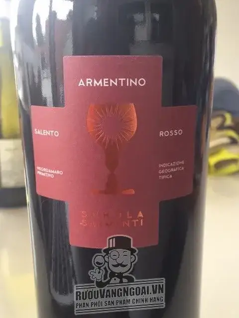 Vang Ý Chén thánh Schola Sarmenti Armentino Rosso Salento