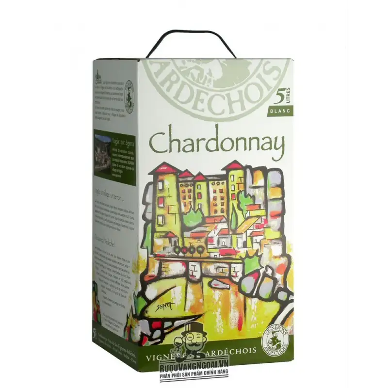 Vang bịch Pháp Vignerons Ardechois Chardonay 5L uống ngon