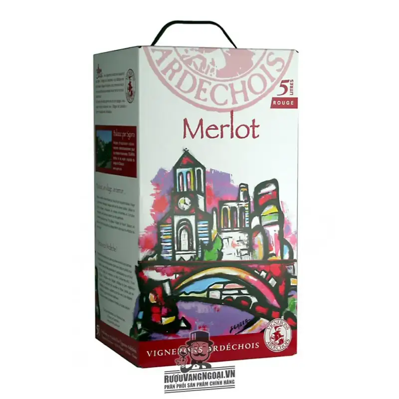 Vang bịch Pháp Vignerons Ardechois Merlot 5l